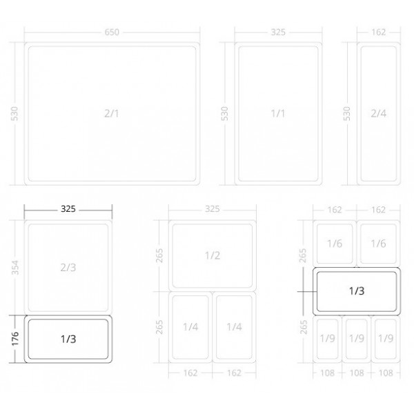 Falso fondo forato in acciaio inox per bacinelle Gastronorm GN1/3 - Forcar Multiservice