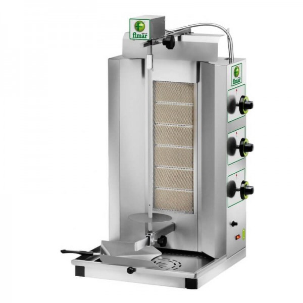Stainless steel gas kebab gyros with 6 burners. Model: GYR60M - Fimar