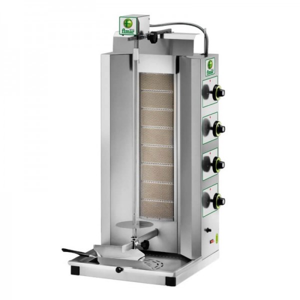 Gyros kebab a Gas, 8 bruciatori ceramici a infrarossi in acciaio inox. Modello: GYR80M - Fimar