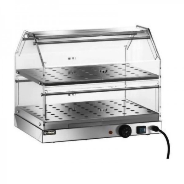 Two-story heated display case, stainless steel and plexiglass structure - Forcar Multiservice