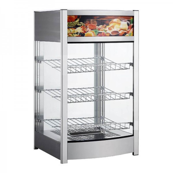 Vetrina espositore riscaldata Inox con 3 piani . RTR97L - Forcar Multiservice