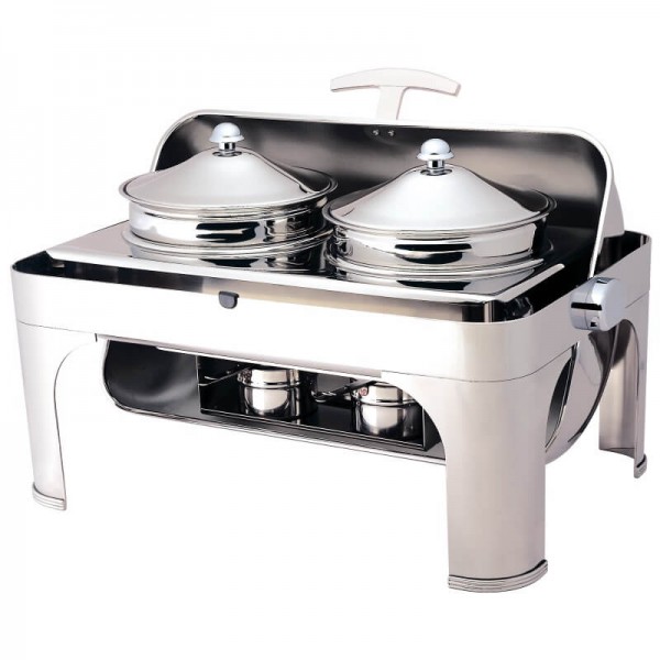 Chafing dish con coperchio roll top 180° rettangolare. Modello: CD6505 - Forcar Multiservice