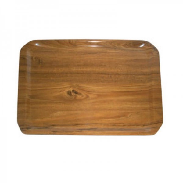 Rectangular laminate tray, teak color. - Forcar Multiservice