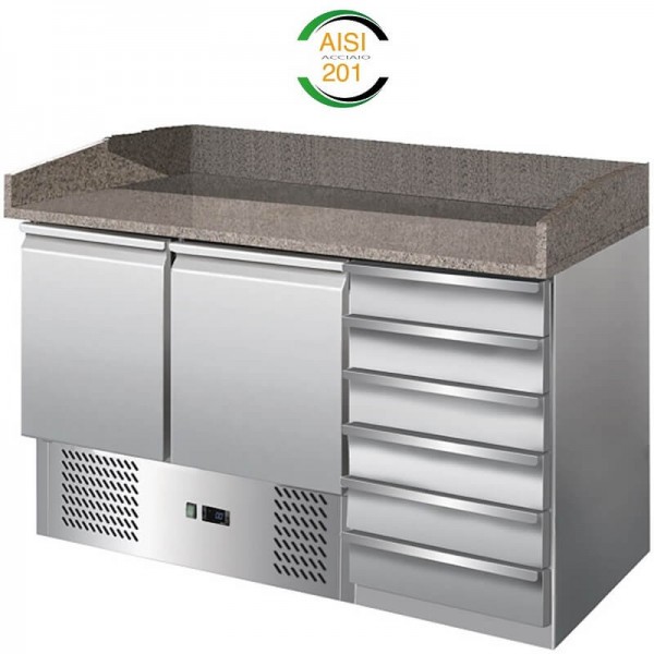 Banco pizza refrigerato Forcar S903PZCAS-FC 2 porte e cassettiera - Forcold