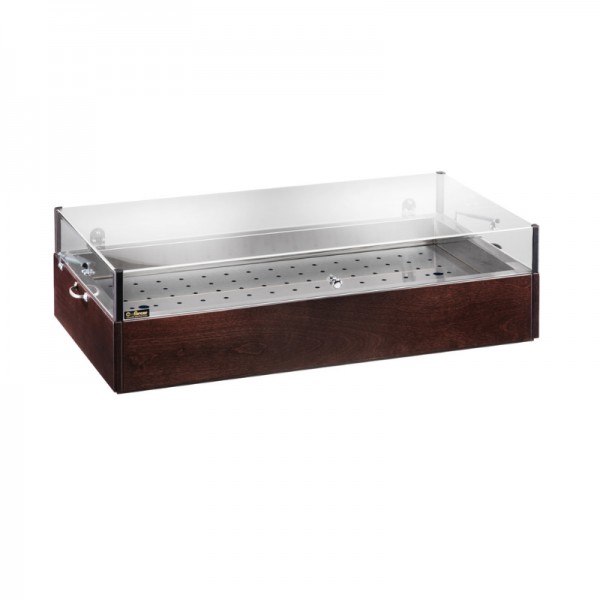Wood and plexiglass icebox display for wooden and steel carts. - Forcar Multiservice