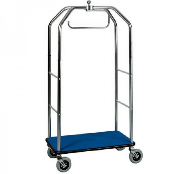 Luggage trolley with carpeted top and coat rack. - Forcar Multiservice