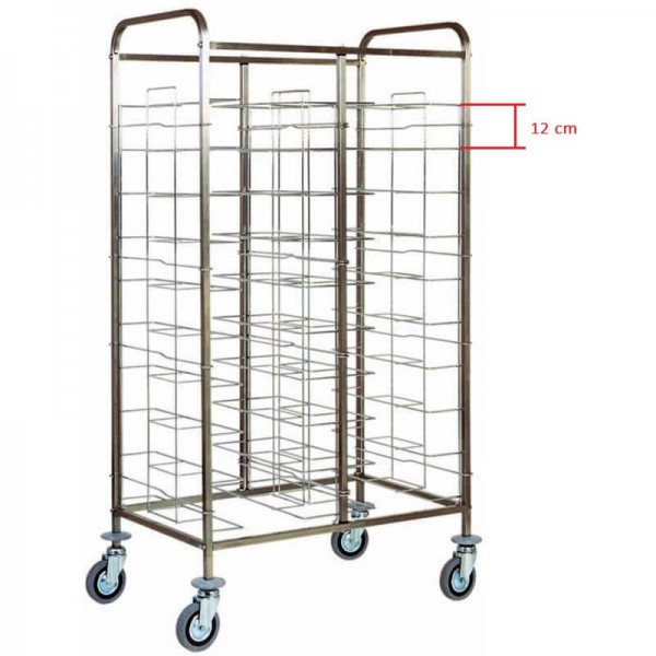 20-tray stainless steel universal tray trolley. CA1465 - Forcar Multiservice