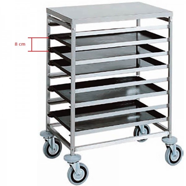 Carrello portateglie in acciaio inox da 8 teglie 60x40. CA1483 - Forcar Multiservice