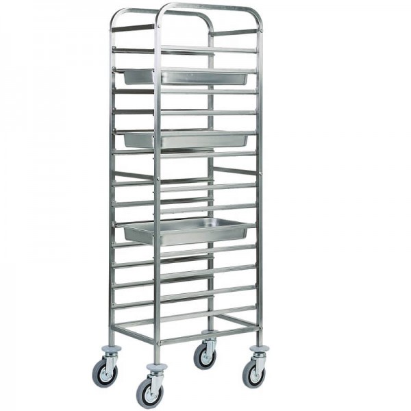 Stainless steel rack trolley for 14 GN 1/1 Gastronorm. CA1479 - Forcar Multiservice
