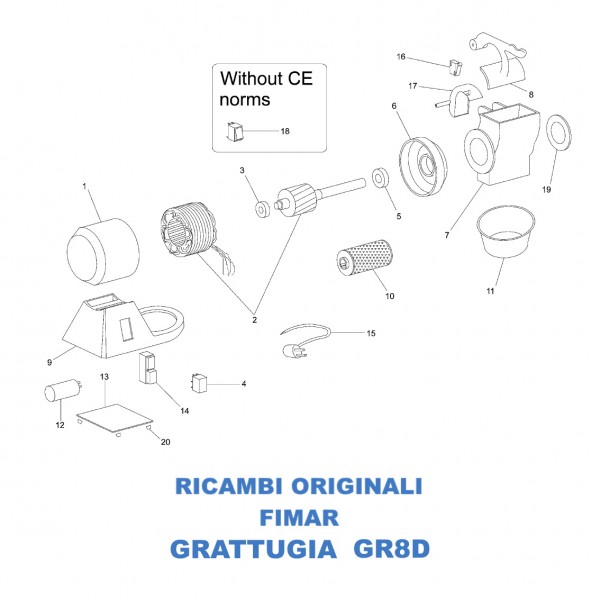 Esploso per ricambi per grattugia Fimar GR8D - Fimar