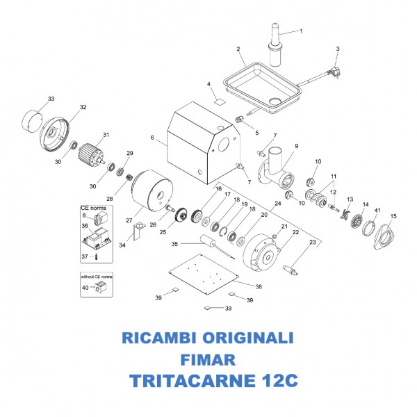 Esploso per ricambi per tritacarne Fimar 12C - Fimar