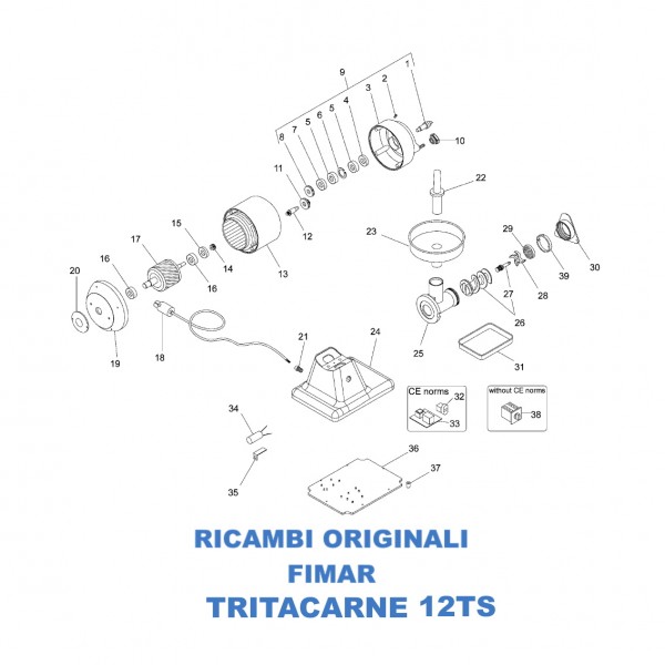 Esploso per ricambi per tritacarne Fimar 12TS - Fimar
