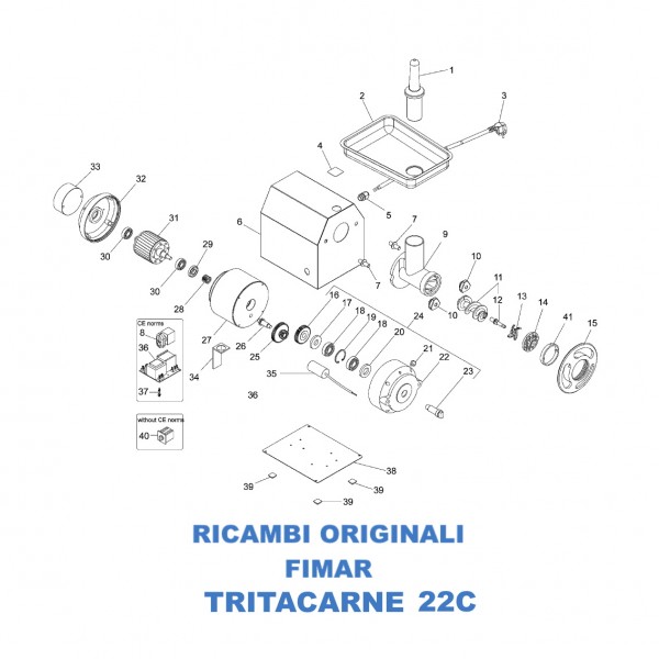Esploso per ricambi per tritacarne Fimar 22C - Fimar