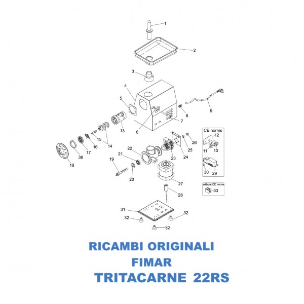 Esploso per ricambi per tritacarne Fimar 22RS - Fimar