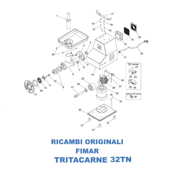 Esploso per ricambi per tritacarne Fimar 32TN - Fimar