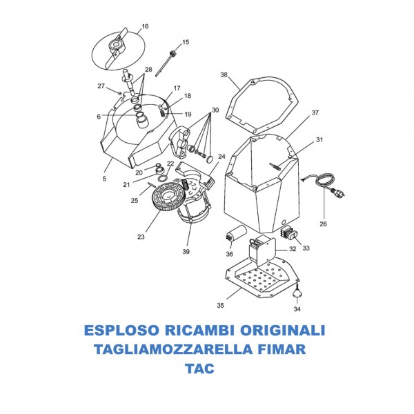 Exploded view spare parts for Fimar TAC series cheese cutter - Fimar