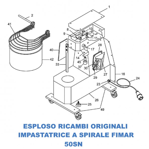 Esploso ricambi per Impastatrici a spirale Fimar 50SN - Fimar