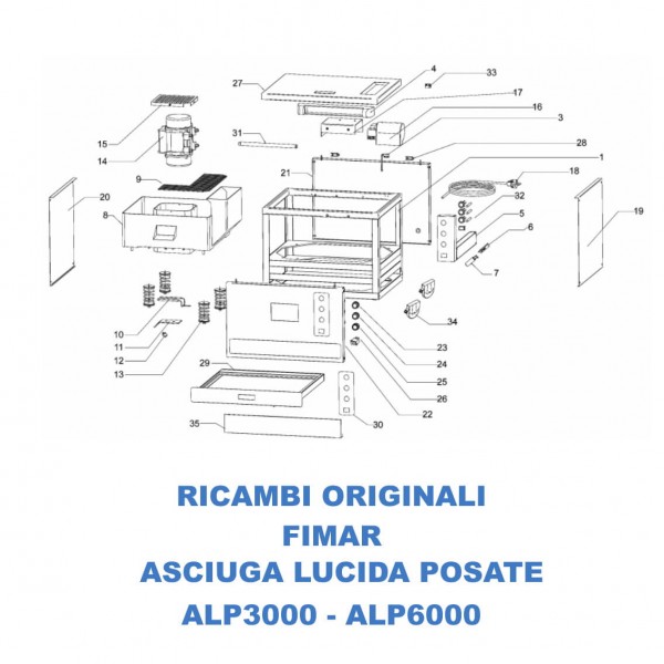 Esploso ricambi per macchina asciuga lucida posate ALP3000 - Fimar