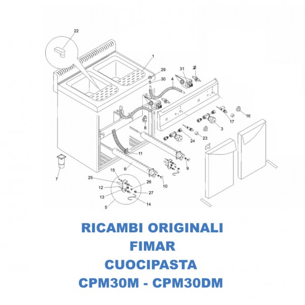 Esploso ricambi per cuoci pasta a gas Fimar CPM30M - CPM30DM - Fimar