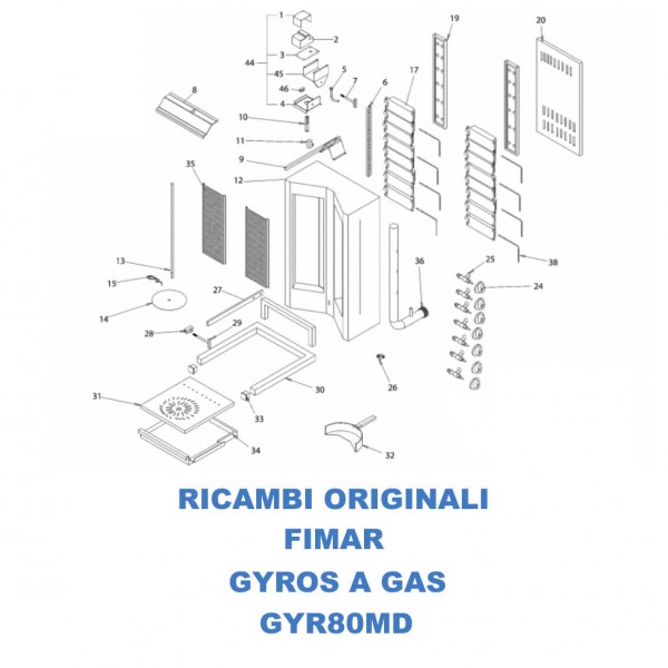 Esploso ricambi per gyros kebab a gas doppio Fimar GYR80MD - Fimar