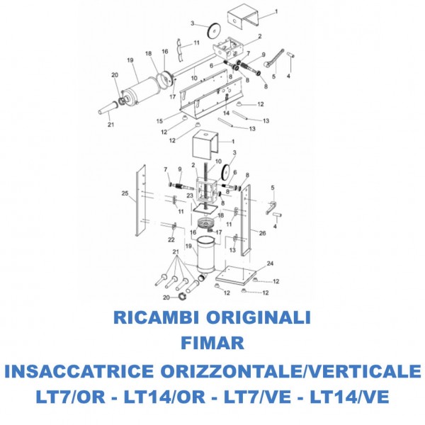 Esploso spare parts for Fimar horizontal or vertical bagging machines. LT7OR - LT14OR - LT7VE - LT14OR - Fimar