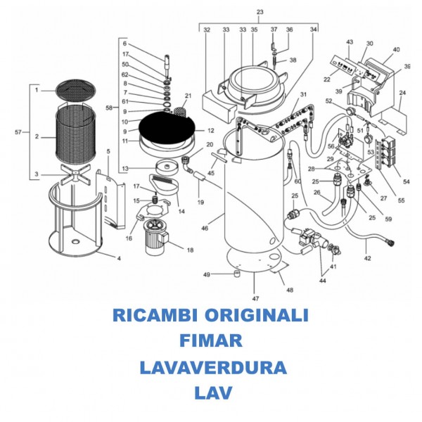 Esploso ricambi per lava centrifuga verdure Fimar. LAV - Fimar