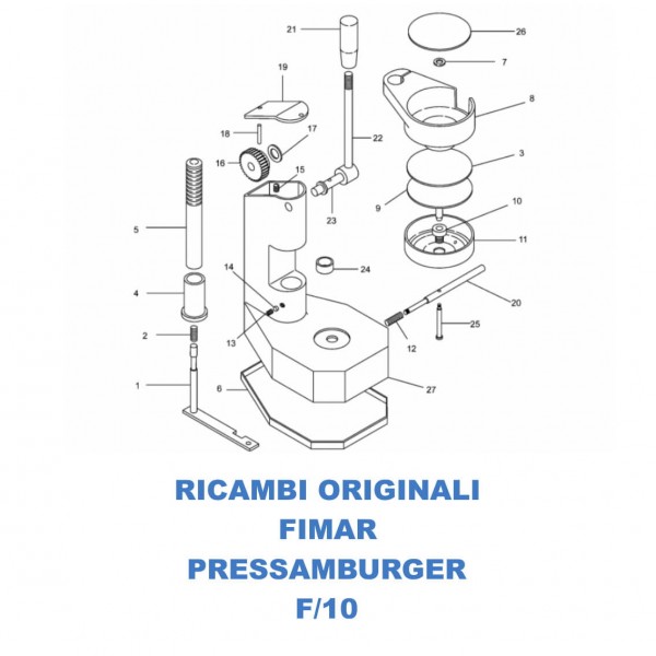 Esploso ricambi per pressamburger Fimar. F10 - Fimar