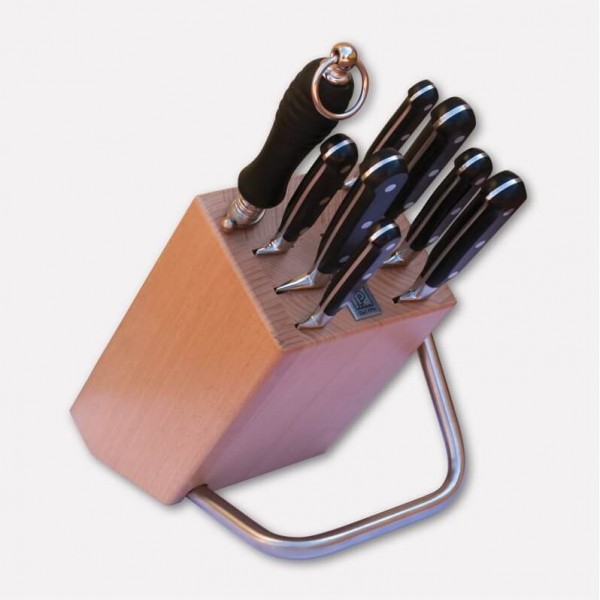 Beech wood knife block with set of 8 knives Master Chef line. 3090 - Coltellerie Paolucci