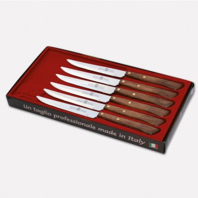 Set of 6 steak knives with stainless steel blade and durafol. handle. 1718 - Coltellerie Paolucci