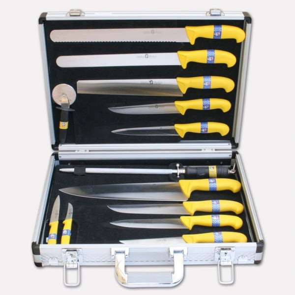 Valigia per cuoco in alluminio con set di 13 coltelli linea millennium3. 1671 - Coltellerie Paolucci