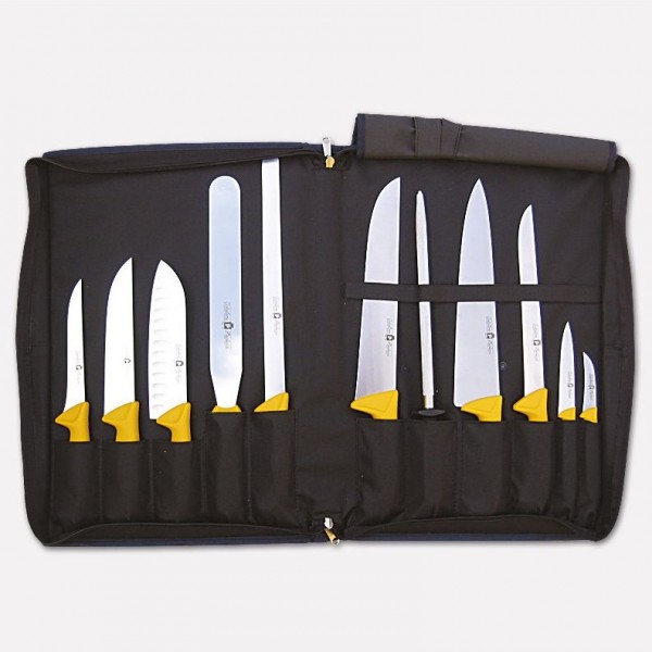 Borsa con manico per cuoco in nylon con set di 11 coltelli linea Millennium3. 3993 - Coltellerie Paolucci