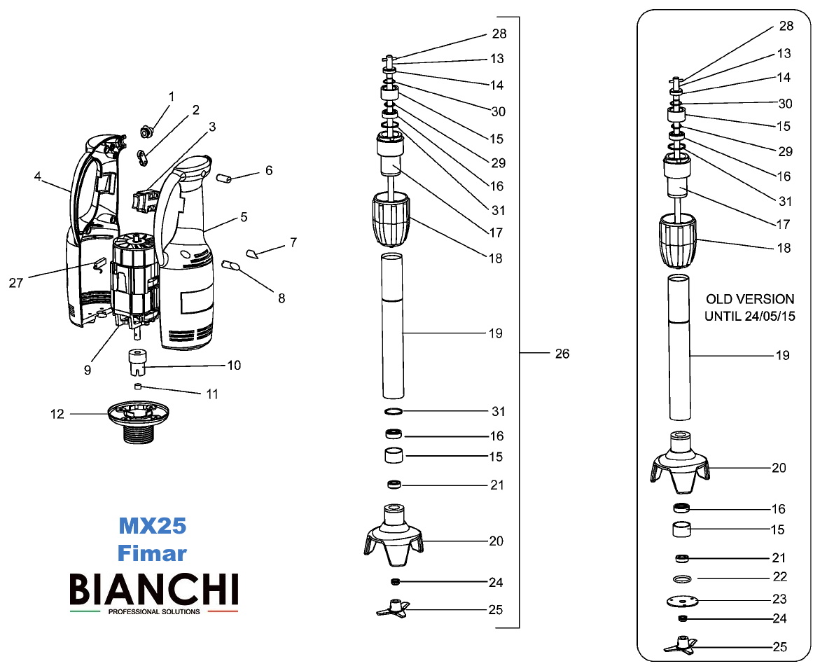Esploso ricambi mixer fimar MX25